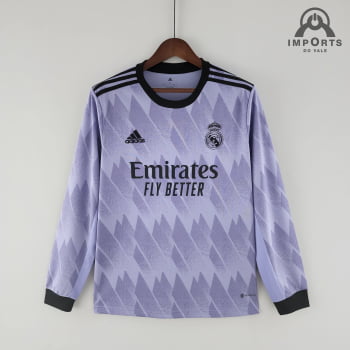 Manga Longa Real Madrid II 22/23 Versão Torcedor + Personalização Grátis Manga Longa Real Madrid II 22/23 Versão Torcedor + Personalização Grátis