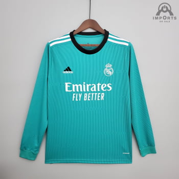Camisa Manga Longa Real Madrid III 21/22 Versão Torcedor + Personalização Grátis Camisa Manga Longa Real Madrid III 21/22 Versão Torcedor + Personalização Grátis