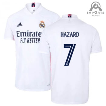 Camisa Real Madrid I 20/21 Versão Torcedor + Personalização HAZARD 7 