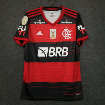 Camisa Flamengo I 20/21 Versão Torcedor Brasileirão + Patchs +