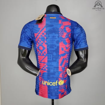 Camisa Barcelona I 21/22 Versão Jogador Champions League + Personalização Grátis