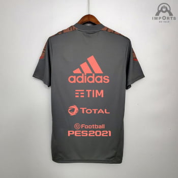 Camisa Flamengo 21/22 Treino + Patrocínios - Cinza/vermelha 