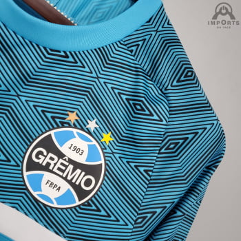 Camisa Grêmio 21/22 Treino + Patrocínios - Azul Água