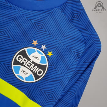 Camisa Grêmio 21/22 Treino + Patrocínios - Azul/amarelo