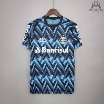 Camisa Grêmio 21/22 Treino + Patrocínios - Azul