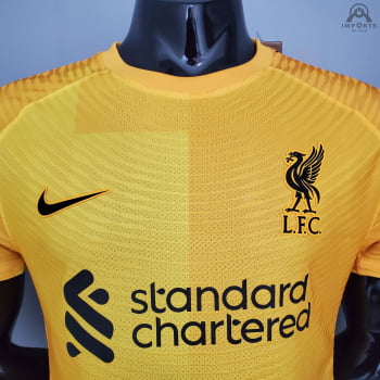 Camisa Liverpool 21/22 Goleiro Versão Jogador Amarela + Personalização Grátis 