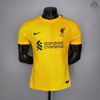 Camisa Liverpool 21/22 Goleiro Versão Jogador Amarela + Personalização Grátis 