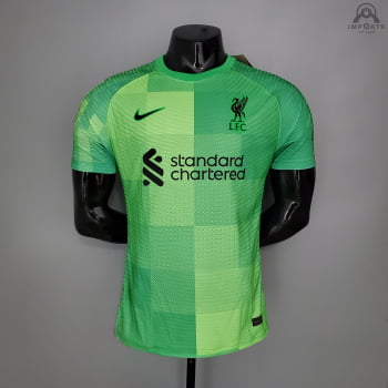 Camisa Liverpool 21/22 Goleiro Versão Jogador Verde + Personalização Grátis 