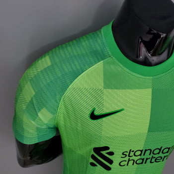 Camisa Liverpool 21/22 Goleiro Versão Jogador Verde + Personalização Grátis 