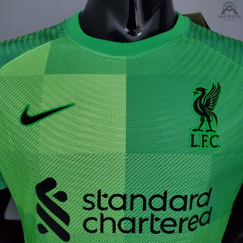 Camisa Liverpool 21/22 Goleiro Versão Jogador Verde + Personalização Grátis 