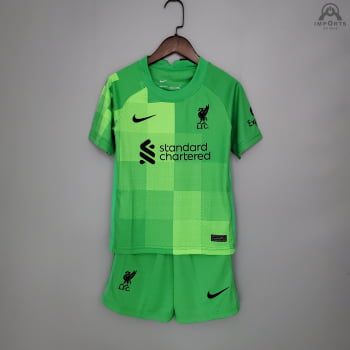 Kit Infantil Liverpool 21/22 Goleiro + Personalização Grátis 
