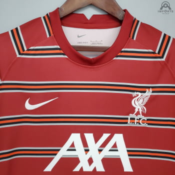 Camisa Liverpool 21/22 Treino Versão Torcedor - Vermelha Listrada