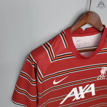 Camisa Liverpool 21/22 Treino Versão Torcedor - Vermelha Listrada