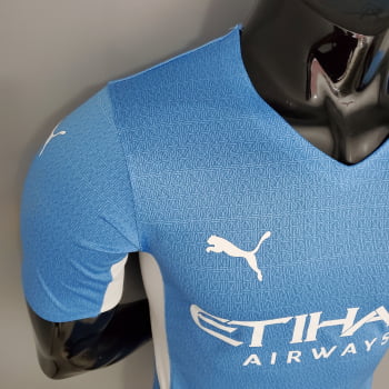 Camisa Manchester City I 21/22 Versão Jogador + Personalização Grátis