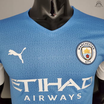 Camisa Manchester City I 21/22 Versão Jogador + Personalização Grátis