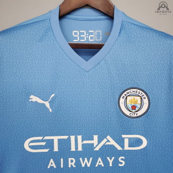 Camisa Manchester City I 21/22 Versão Torcedor + Personalização Grátis