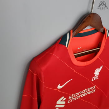 Camisa Manga Longa Liverpool I 21/22 + Personalização Grátis 