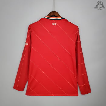 Camisa Manga Longa Liverpool I 21/22 + Personalização Grátis 