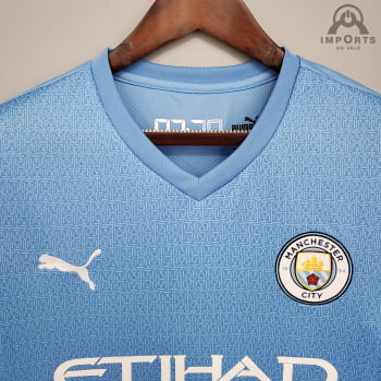 Camisa Manchester City I 21/22 Manga Longa + Personalização Grátis