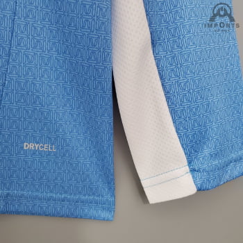 Camisa Manchester City I 21/22 Manga Longa + Personalização Grátis