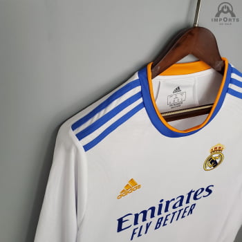 Camisa Manga Longa Real Madrid I 21/22 + Personalização Grátis