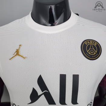 Camisa Paris Saint-Germain 21/22 Treino Versão Jogador - Branco e roxo