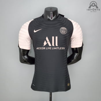 Camisa Paris Saint-Germain 21/22 Treino Versão Jogador + Patrocínios - Preto/branco Camisa Paris Saint-Germain 21/22 Treino Versão Jogador + Patrocínios - Preto/branco