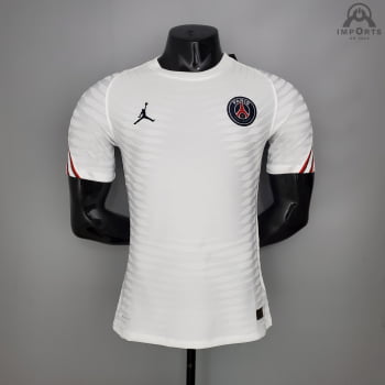 Camisa Paris Saint-Germain 21/22 Versão Jogador Branca + Personalização Grátis