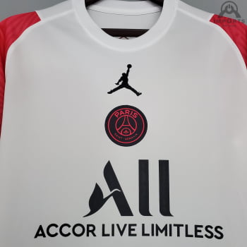 Camisa Paris Saint-Germain 21/22 Treino - Branco e rosa