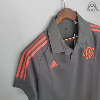 Camisa Gola Polo Flamengo 21/22 - Cinza/vermelho