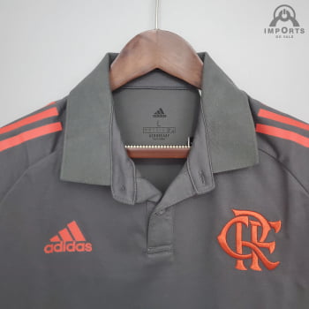 Camisa Gola Polo Flamengo 21/22 - Cinza/vermelho