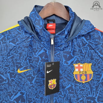 Jaqueta Corta-Vento Barcelona 21/22 - Azul Camuflado 