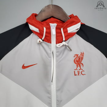 Jaqueta Corta-Vento Liverpool 21/22 - Branco, preto e vermelho