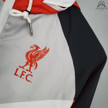 Jaqueta Corta-Vento Liverpool 21/22 - Branco, preto e vermelho