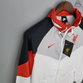 Jaqueta Corta-Vento Liverpool 21/22 - Branco, preto e vermelho