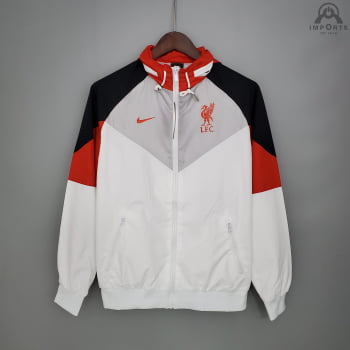 Jaqueta Corta-Vento Liverpool 21/22 - Branco, preto e vermelho