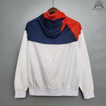 Jaqueta Corta-Vento Paris Saint-Germain (PSG) 21/22 - Branco, azul e vermelho 