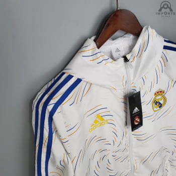 Jaqueta Corta-Vento Real Madrid 21/22 - Branco/colorido
