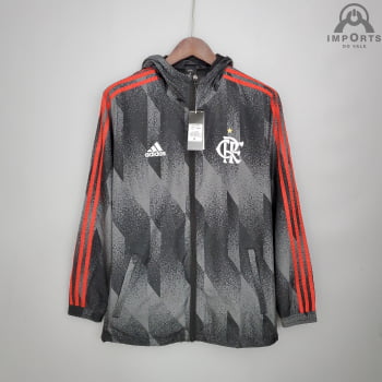 Jaqueta Corta-Vento Flamengo 21/22 - Cinza/vermelho