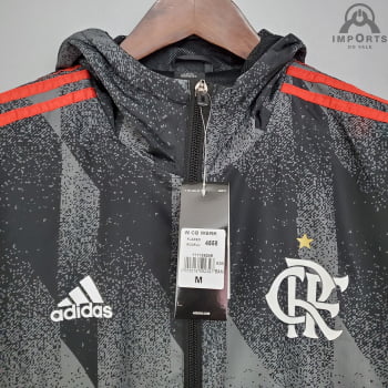 Jaqueta Corta-Vento Flamengo 21/22 - Cinza/vermelho