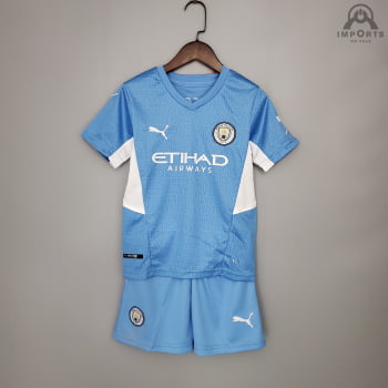 Kit Infantil Manchester City 22/23 Versão Jogador Ed. Especial Azul e  Branco - Imports do vale